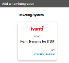 Ivanti ITSM Connector - Configuration Button Location